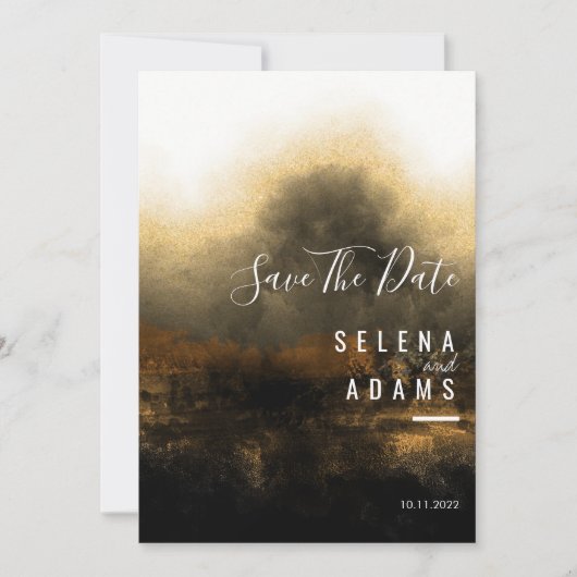 Chic Gold Abstract Typography Wedding Save The Date (Voorkant)