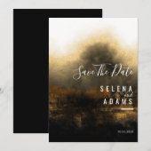 Chic Gold Abstract Typography Wedding Save The Date (Voorkant / Achterkant)