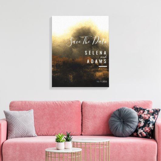 Chic Gold Abstracte typografie sparen de datum Canvas Afdruk (Insitu (Woonkamer))