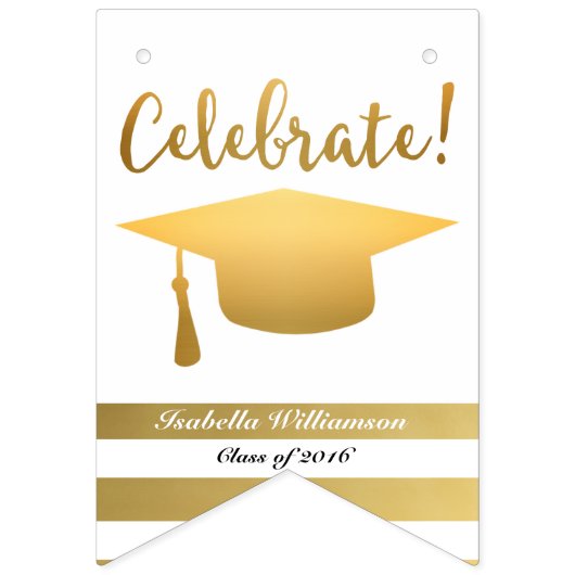 Chic Gold Afstuderen Bunting Class of 20XX Photo Vlaggetjes (Eerste vlag)