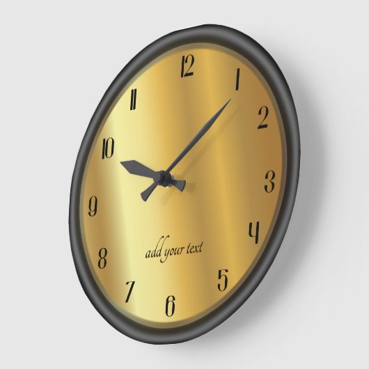 Chic Gold and Black Effect Personalized Grote Klok (Hoek)