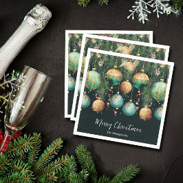 Chic Gold and Green Christmas Tree Ornaments Servet