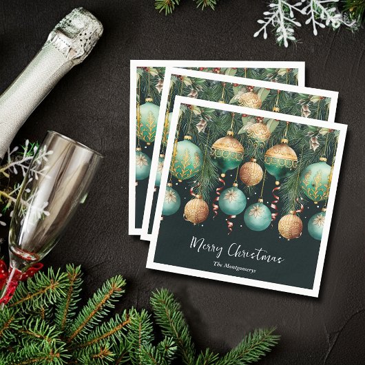 Chic Gold and Green Christmas Tree Ornaments Servet