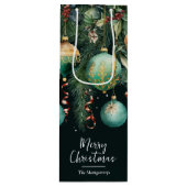 Chic Gold and Green Christmas Tree Ornaments Wijn Cadeautas (Voorkant)