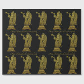Chic Gold Angel op zwarte, persoonlijke kerstmis Cadeaupapier (Vlak)