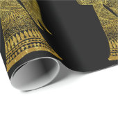 Chic Gold Angel op zwarte, persoonlijke kerstmis Cadeaupapier (Rol Hoek)