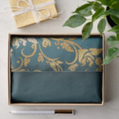 Chic Gold Aqua Floral Glitter Foto afdrukken Tissuepapier (Geschenk)