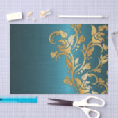 Chic Gold Aqua Floral Glitter Foto afdrukken Tissuepapier (Craft)