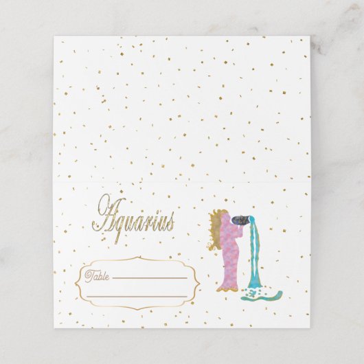 Chic Gold Aquarius Zodiac Verjaardag Plaatskaartje (Buitenkant ongevouwen)