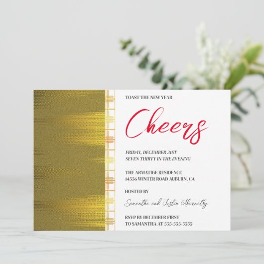 Chic Gold Art Deco - Uitnodiging voor nieuwe jaren (Staand voorkant)