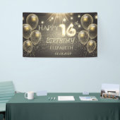 Chic Gold Balloons Stars 16e verjaardag Spandoek (Beurs)