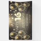 Chic Gold Balloons Stars 16e verjaardag Spandoek (Verticaal)