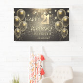 Chic Gold Balloons Stars 21ste verjaardag Spandoek (Insitu)