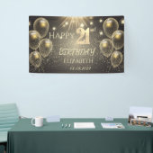 Chic Gold Balloons Stars 21ste verjaardag Spandoek (Beurs)