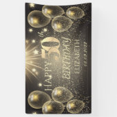 Chic Gold Balloons Stars 50e verjaardag Spandoek (Verticaal)