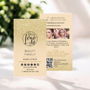 Chic Gold Beauty Make-up Artist Foto's QR-code Visitekaartje