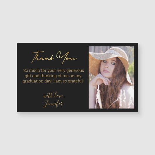 Chic Gold Bedankt afstuderen Foto Zwarte magneet (Voorkant)