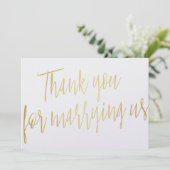 Chic Gold: "Bedankt dat je met ons bent getrouwd" Bedankkaart (Staand voorkant)