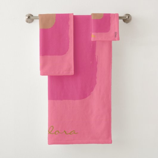 Chic Gold beige Roze Oranje Abstract Bad Handdoek (Insitu)