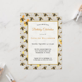 Chic Gold bijen Honeycomb Birthday Kaart