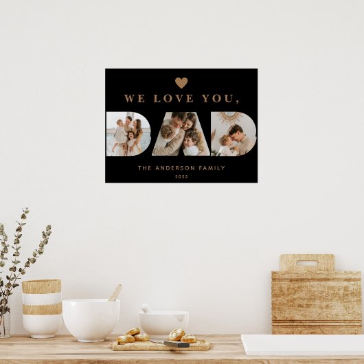 Chic Gold Black Aangepast drie Pap-scripts Foto's Poster (Keuken)