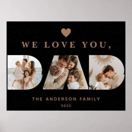 Chic Gold Black Aangepast drie Pap-scripts Foto's Poster (Voorkant)