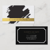 Chic Gold Black Brushstrokes Visitekaartje (Voorkant / Achterkant)