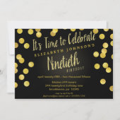 Chic Gold & Black Confetti 90e verjaardag Kaart (Voorkant)