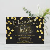 Chic Gold & Black Confetti 90e verjaardag Kaart (Staand voorkant)