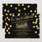 Chic Gold & Black Confetti 90e verjaardag Kaart (Voorkant / Achterkant)