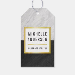 Chic Gold Black en White Marble Handmade Jewels Cadeaulabel