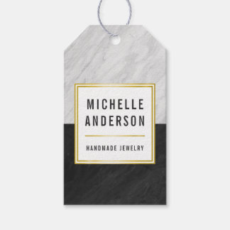 Chic Gold Black en White Marble Handmade Jewels Cadeaulabel