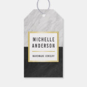 Chic Gold Black en White Marble Handmade Jewels Cadeaulabel (Achterkant)