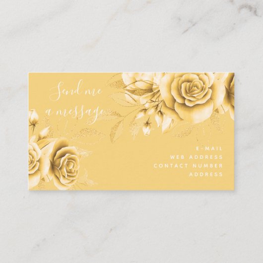 Chic Gold Black Floral Waterverf Monogram Visitekaartje (Achterkant)