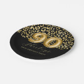 Chic Gold Black Leopard Print 90e verjaardag Papieren Bordje (Gekanteld)