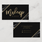 Chic Gold black marble script make-up typografie Visitekaartje (Voorkant / Achterkant)