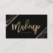 Chic Gold black marble script make-up typografie Visitekaartje (Voorkant)