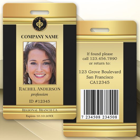Chic Gold Black Medewerker Foto-ID-badge Badge