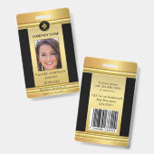 Chic Gold Black Medewerker Foto-ID-badge Badge (Voor- en achterkant)