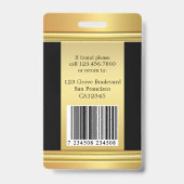 Chic Gold Black Medewerker Foto-ID-badge Badge (Achterkant)