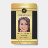 Chic Gold Black Medewerker Foto-ID-badge Badge (Voorkant)