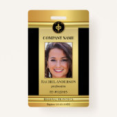 Chic Gold Black Medewerker Foto-ID-badge Badge (Voorkant)