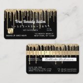 Chic Gold Black Metallic Glitter Drupt Krediet Visitekaartje (Voorkant / Achterkant)