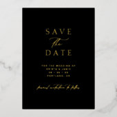 Chic Gold & Black Photo Wedding Save the Date Folie Uitnodiging (Voorkant)