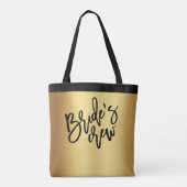 Chic Gold Black Script Bruid's Crew Wedding Tote Bag (Achterkant)