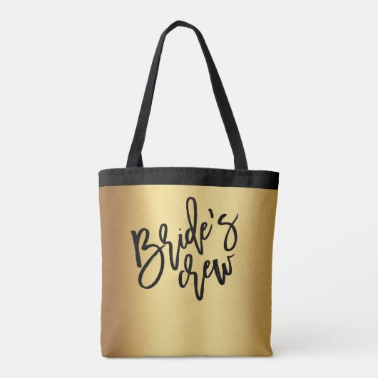 Chic Gold Black Script Bruid's Crew Wedding Tote Bag (Achterkant)