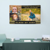 Chic Gold Black Stripes Afstuderen Foto Spandoek (Beurs)