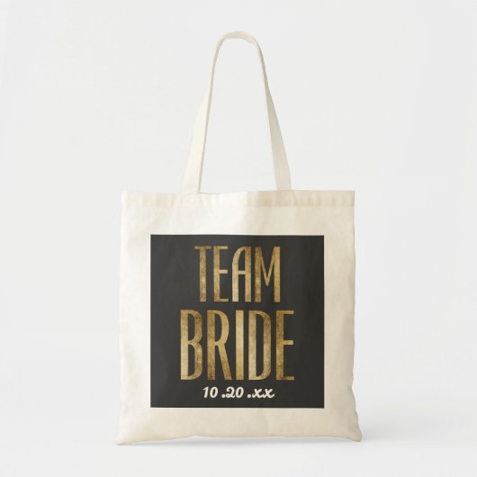 Chic Gold Black Team Bride Wedding Bachelorette Tote Bag (Voorkant)