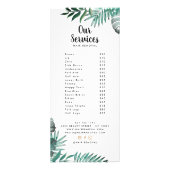 Chic gold black tropical price list lounge reclamekaart (Achterkant)