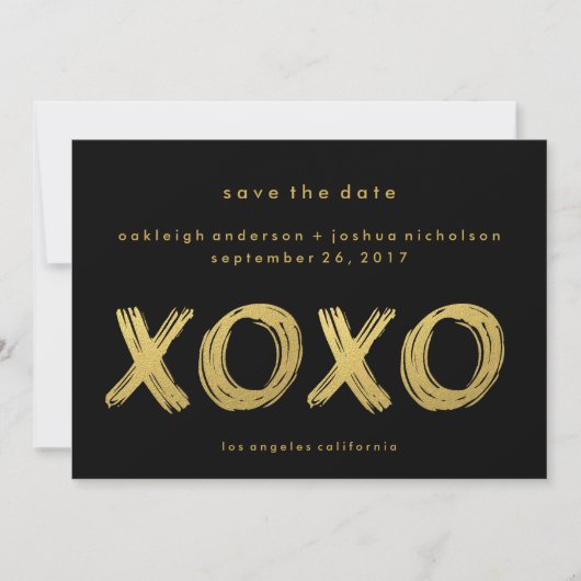 Chic Gold Black | XOXO Foto slaat de datum op Save The Date (Voorkant)